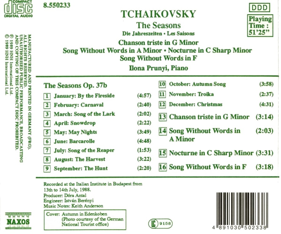 Tchaikovsky; Seasons, Chanson triste - slide-1