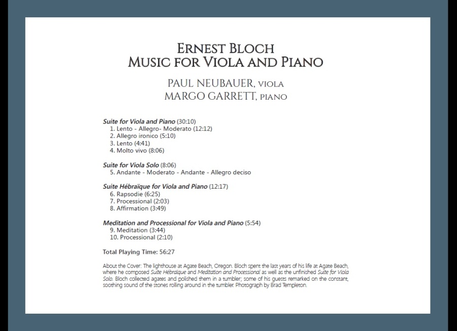 Bloch: Music for Viola and Piano - slide-1