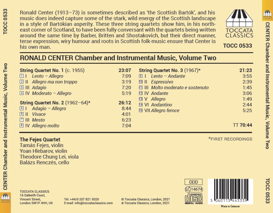 Center: Chamber and Instrumental Music Vol. 2 - String Quartets Nos. 1–3 - slide-1