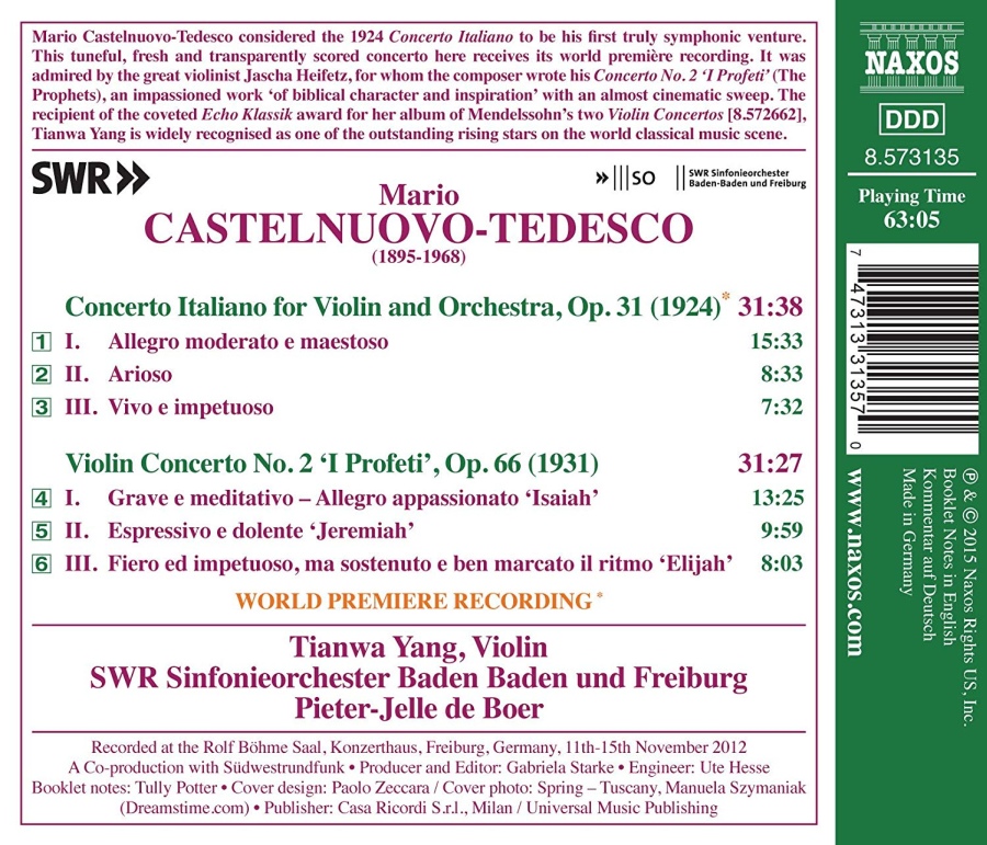Castelnuovo-Tedesco: Violin Concerto No. 2 ‘The Prophets’; Concerto Italiano - slide-1