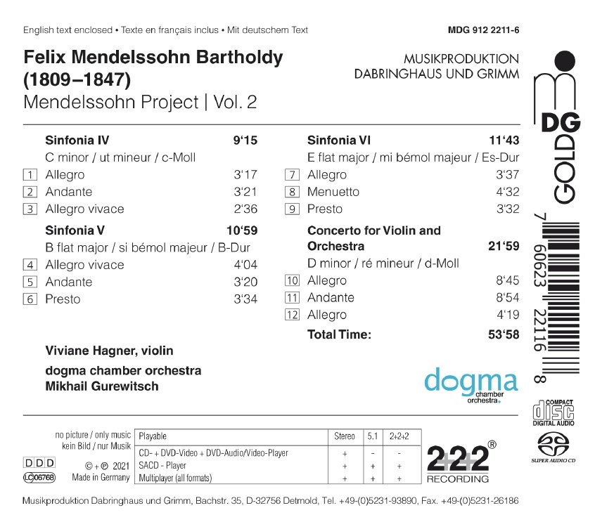 Mendelssohn Project Vol. 2 - String symphonies 4, 5 & 6; Violin Concerto D minor - slide-1