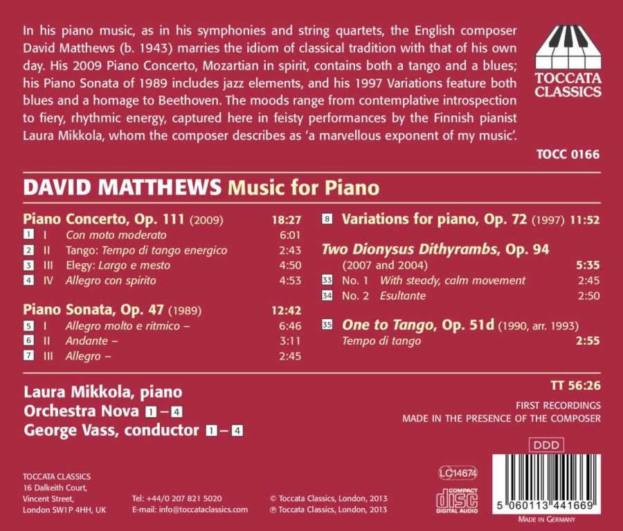 Matthews: Piano Concerto, Piano Sonata, Variations for Piano, ... - slide-1