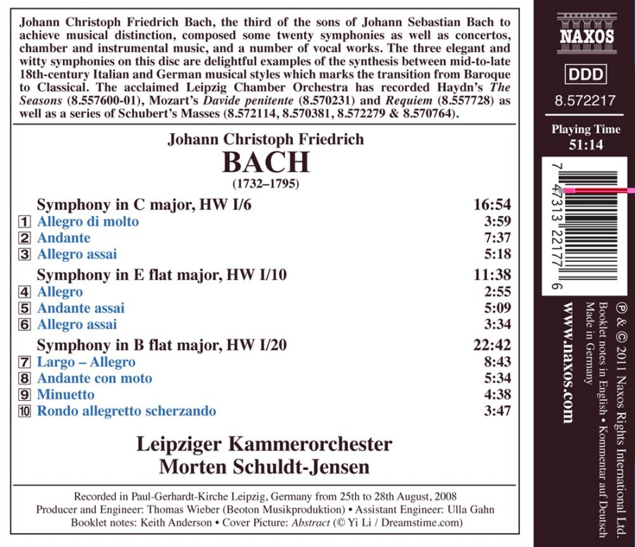 Bach, J.C.F.: Symphonies Nos. 6, 10 & 20 - slide-1