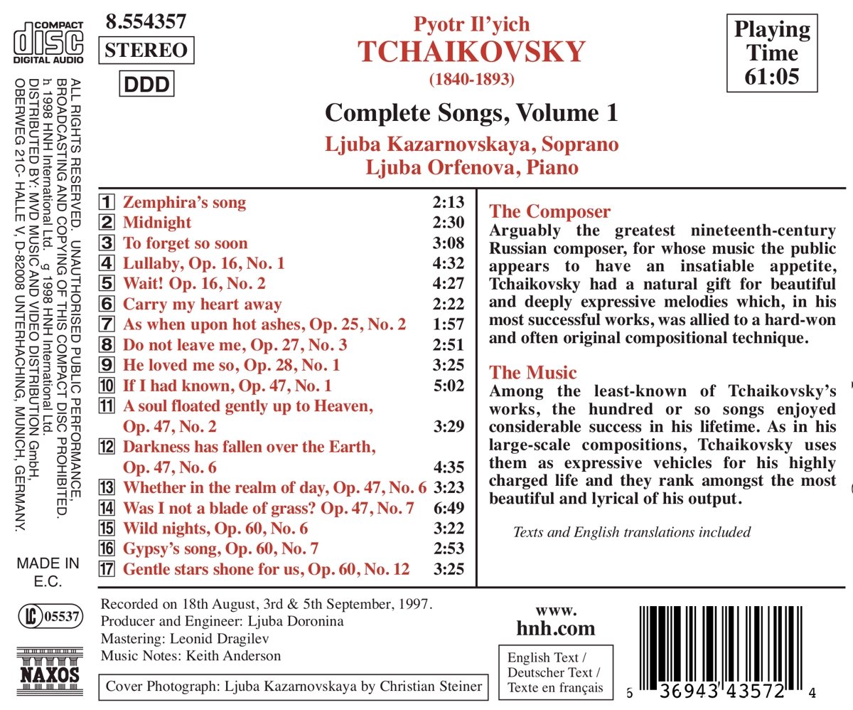 TCHAIKOVSKY: Complete Songs vol. 1 - slide-1