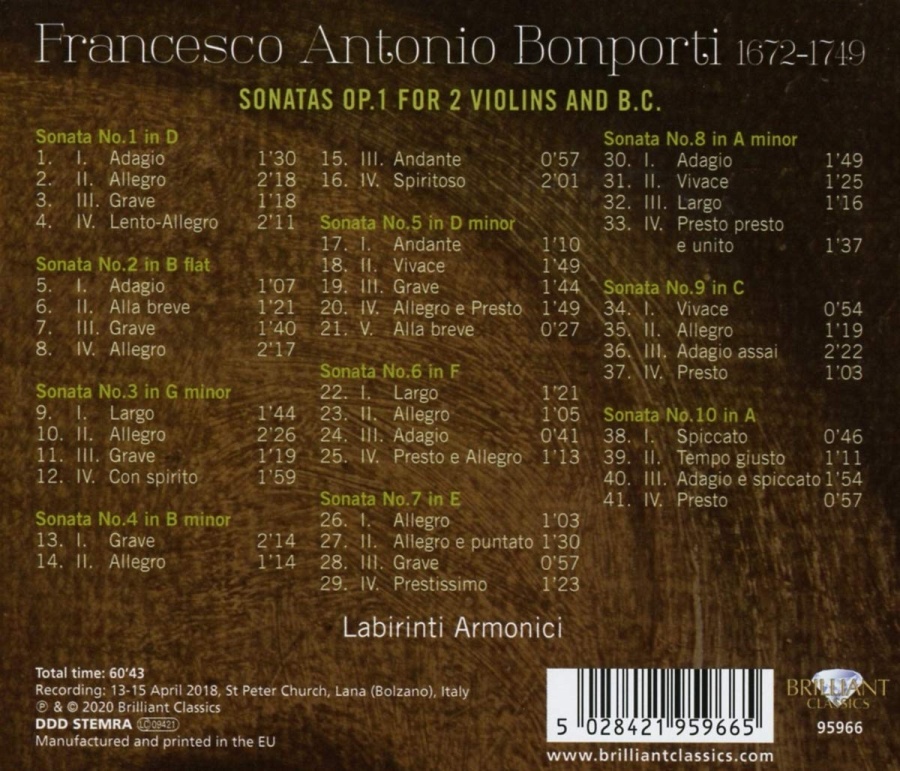 Bonporti: Sonatas Op. 1 for 2 Violins and B.C. - slide-1