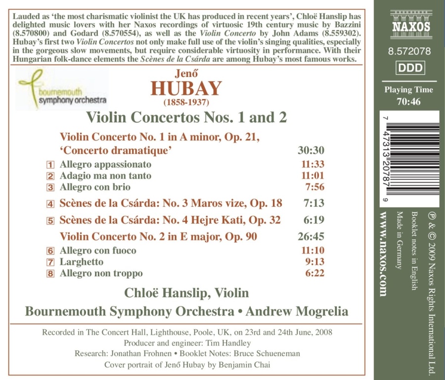 Hubay: Violin Concertos Nos. 1 & 2, Scènes de la Csárda - slide-1