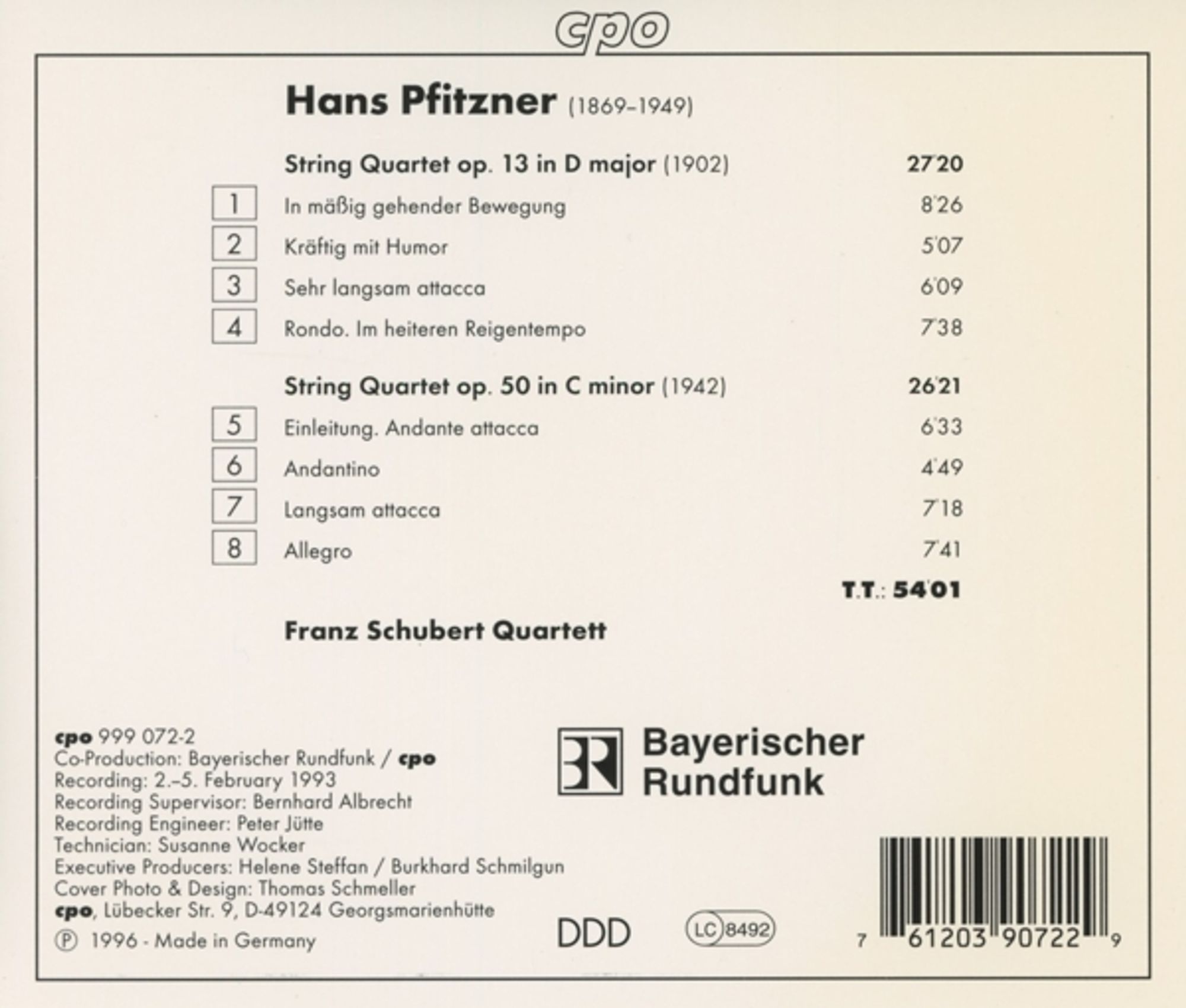 PFITZNER: String quartets op. 13 & 50 - slide-1