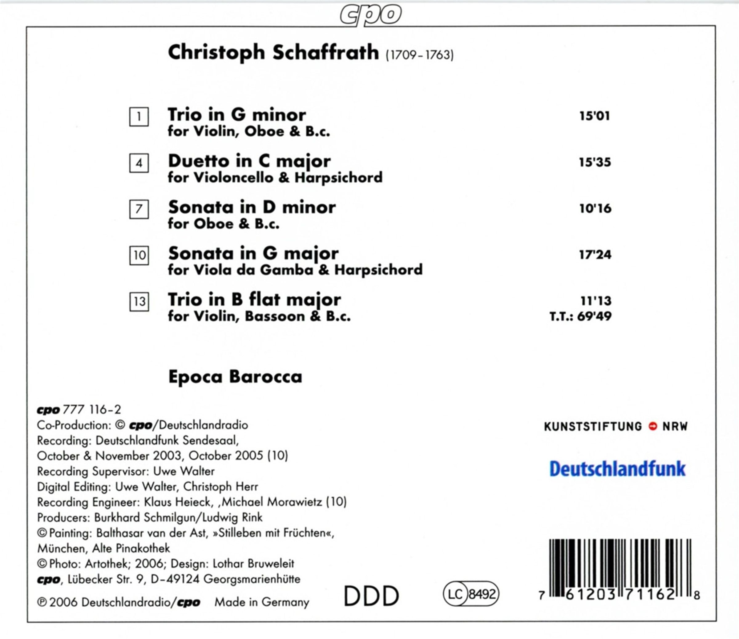 SCHAFFRATH: Trios & sonatas - slide-1