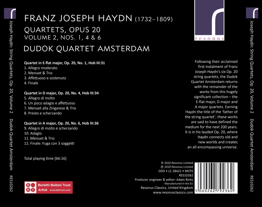 Haydn: String Quartets Op. 20 Vol. 2 - Nos. 1, 4 & 6 - slide-1