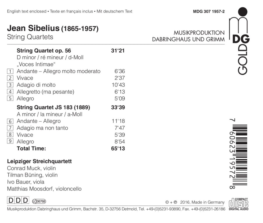 Sibelius: String Quartets op. 56 & JS 183 - slide-1