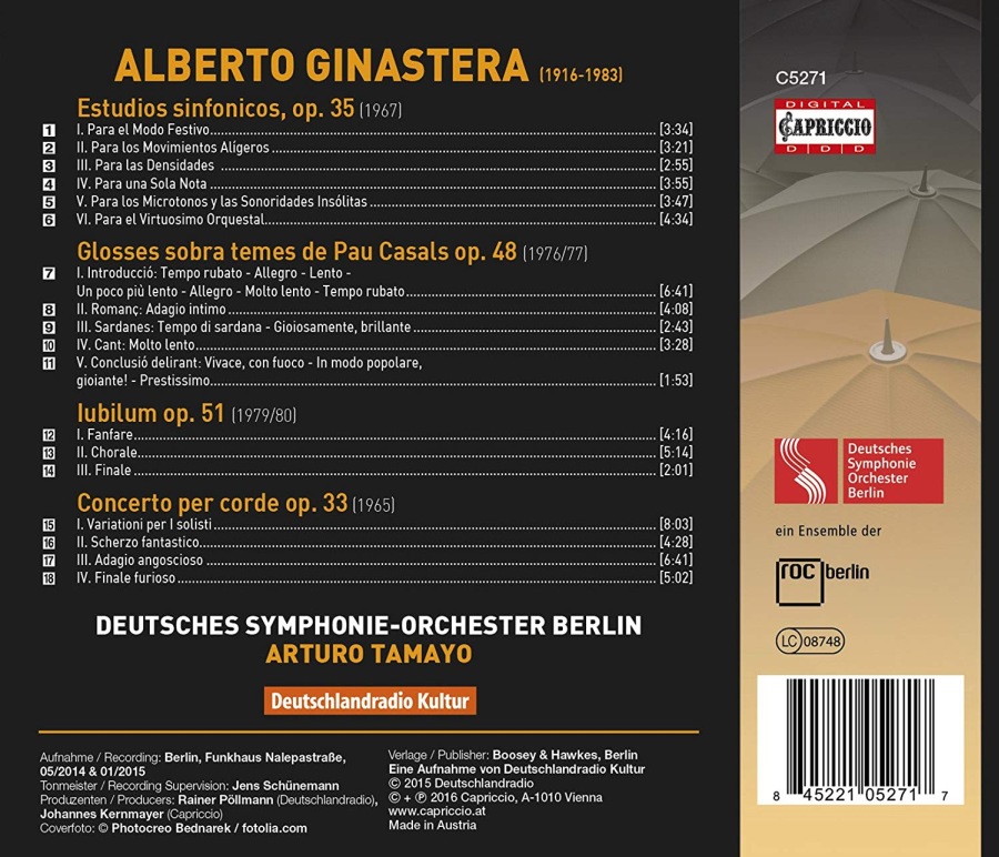 Ginastera: Concerto per corde, Estudios sinfonicos  Glosses sobra temes de Pau Casals - slide-1
