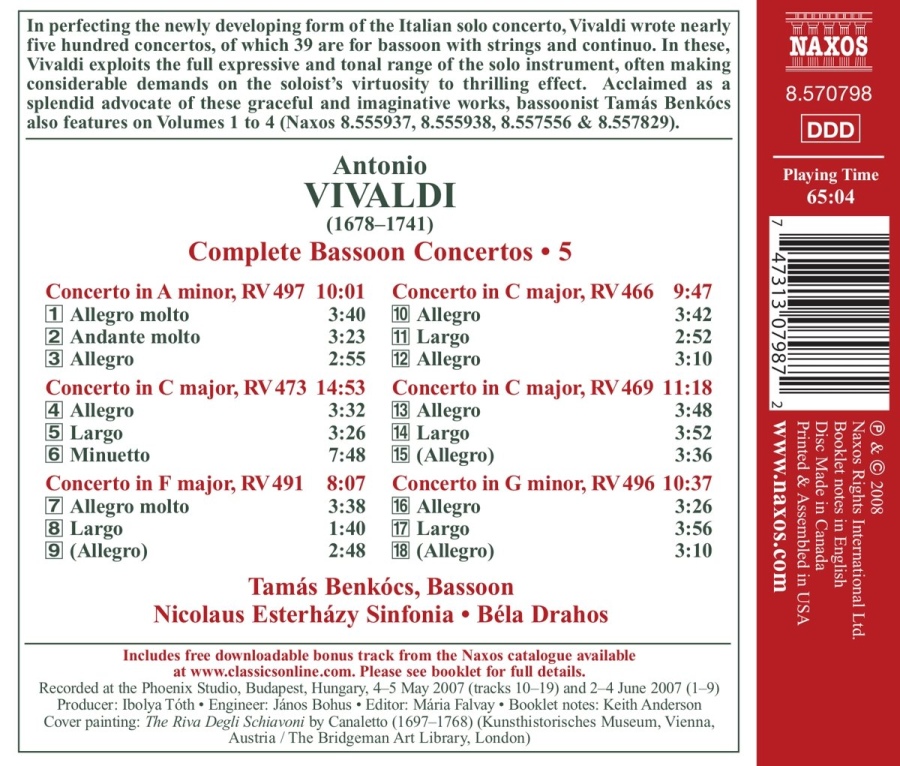 Vivaldi: Bassoon Concertos Vol. 5 - slide-1